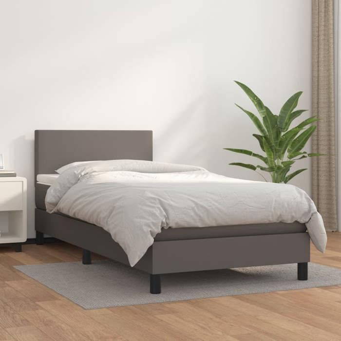 Estructura de cama con colchón - Maison Exclusive - Piel sintética - 80x200 cm - Máxima relajación