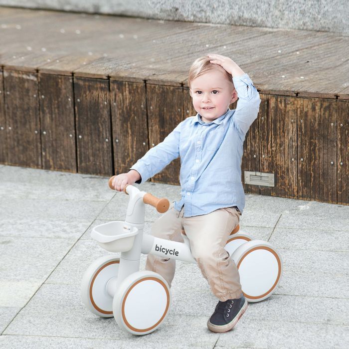 Draisienne vélo Enfant 4 roues -AIYAPLAY - selle réglable - guidon ergonomique -alliage alu. PP - 1 à 3 ans - Marron Blanc