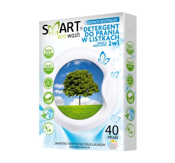Smart Eco Wash detergent do prania w listkach 2w1 zapach neutralny 40 sztuk