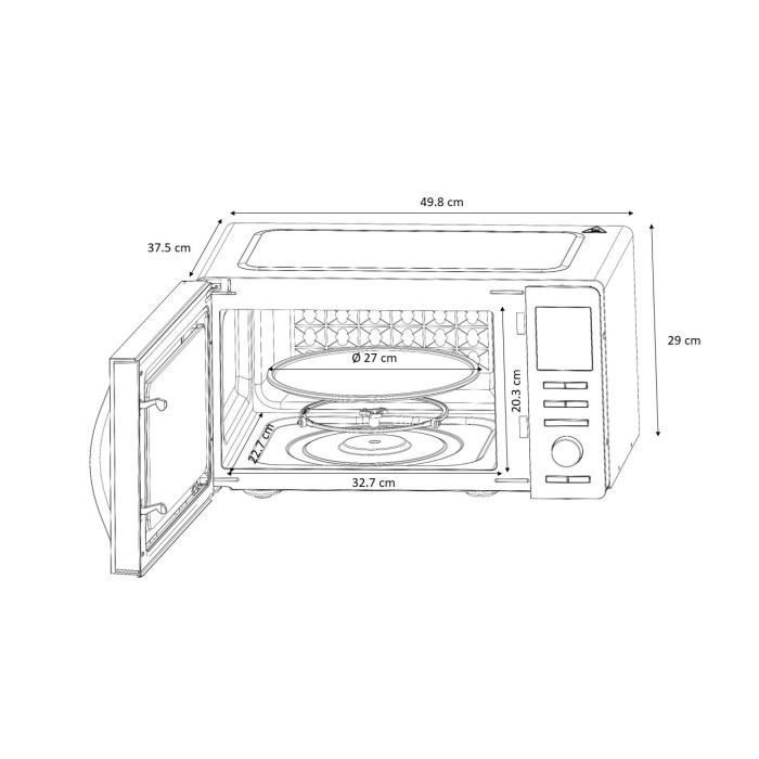 Combinatiemagnetron - CONTINENTAL EDISON - CEMO25SG13S3 - Zilver - 25 liter - Spiegeldeur - 1400 W - Grill 1200 W - Convectie 1200 W