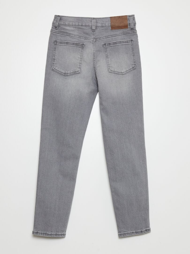 Calça jeans slim de cintura alta ajustável - CINZA