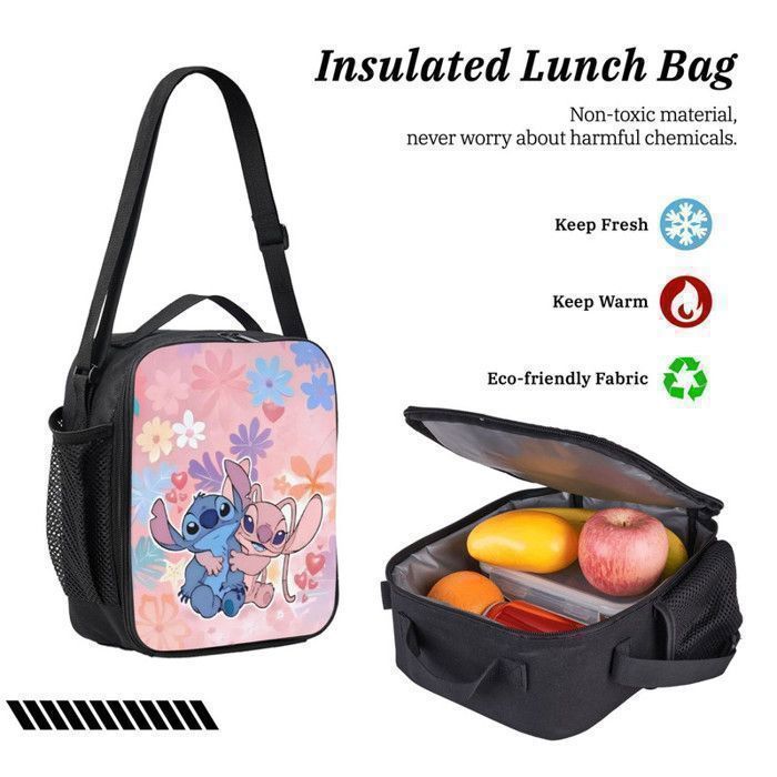 Mochila KENLUMO Stitch para niños - Set de 3 piezas (mochila, bolsa térmica para el almuerzo y estuche para lápices) - Mochila escolar