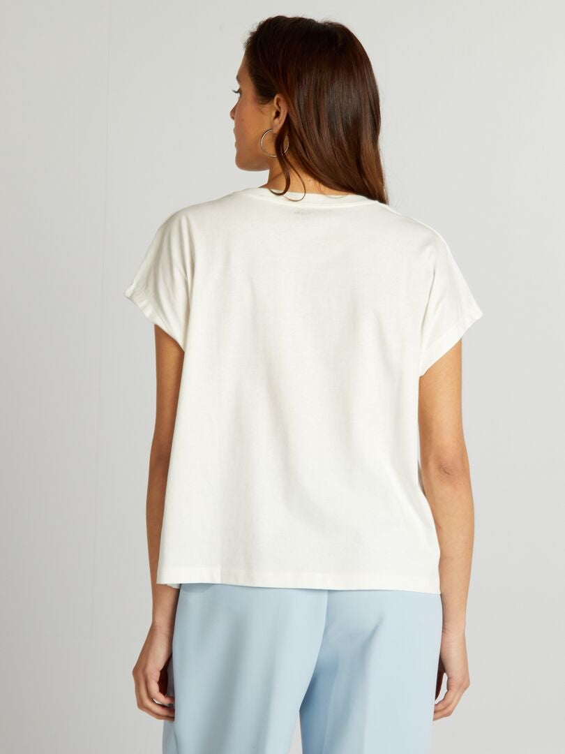 Camiseta de algodón estampada - BLANCA