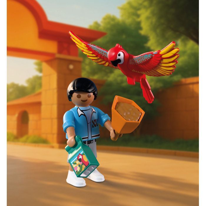 Playmobil 72074 Dierentuin: Kleurrijke papegaaimascotte en kind