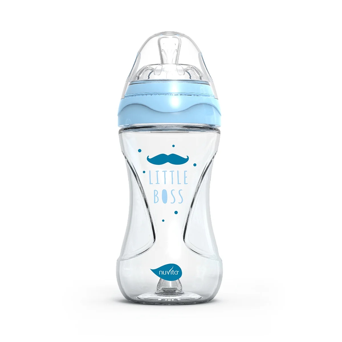 NUVITA Glazen babyfles Nuvita Collectie, blauw glas, 240 ml met anti-koliekventiel
