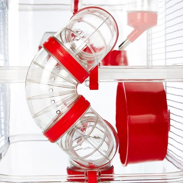 ZOLUX Cage sur 2 étages Rody3 duo pour hamsters, souris et gerbilles - L 41 x p 27 x h 40,5 cm - Grenadine