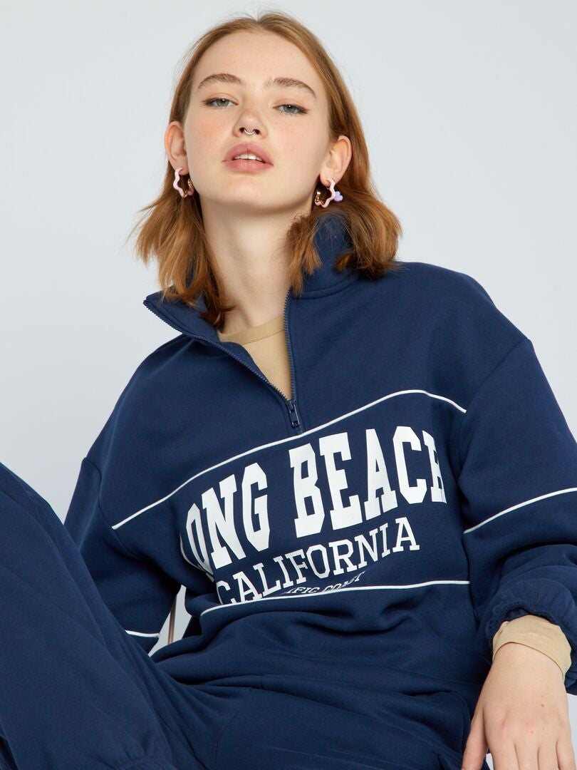 Bluza z golfem zapinana na zamek - Blauw
