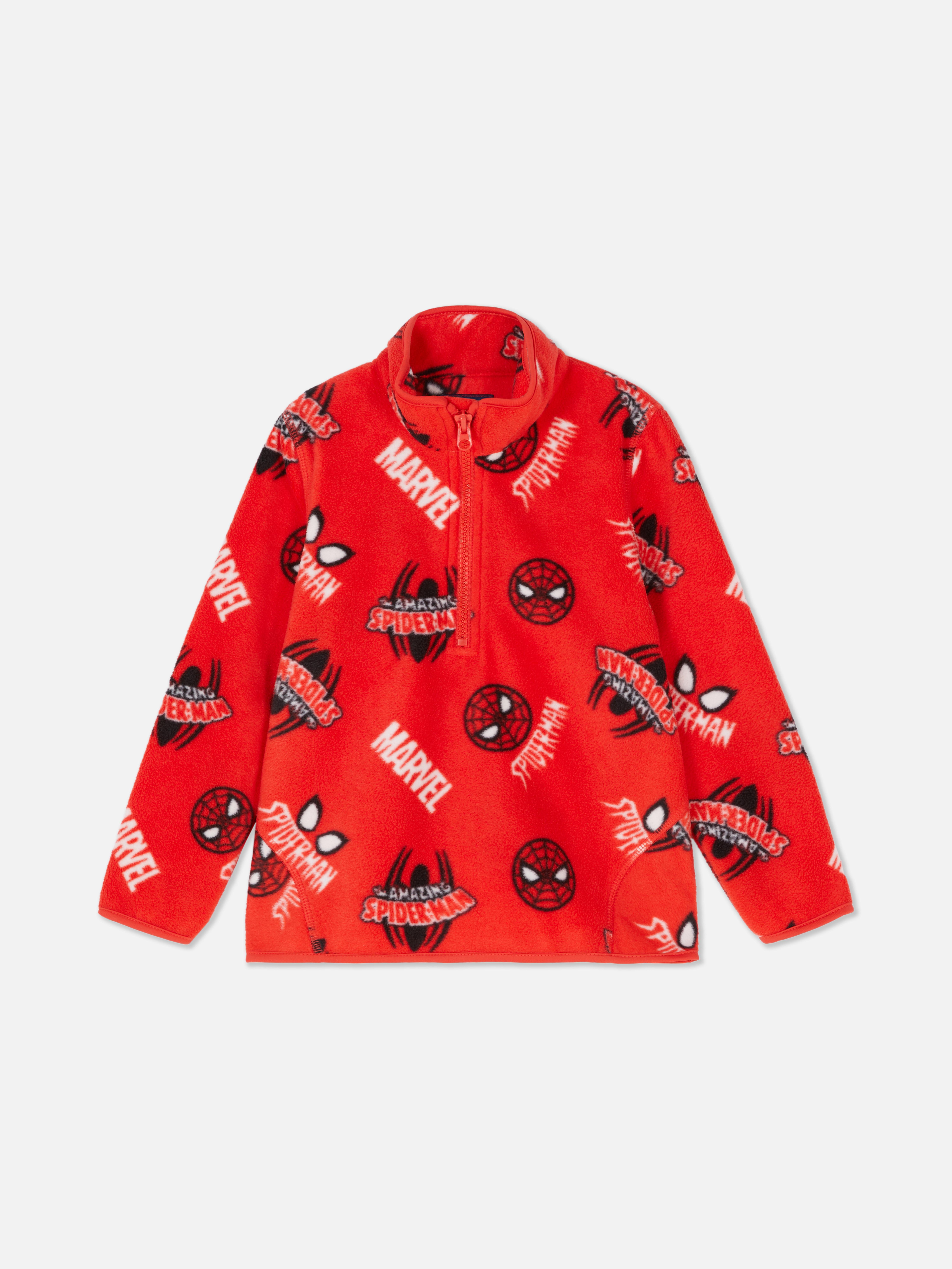 Hanorac din fleece MARVEL Spider-Man Un hanorac din fleece cu guler ridicat, fermoar pe jumătate și design Spidey