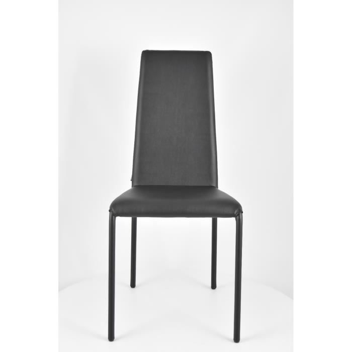 Tommychairs - SOPHIE LUX kitchen chair, steel frame, seat and back upholstered in black faux leather