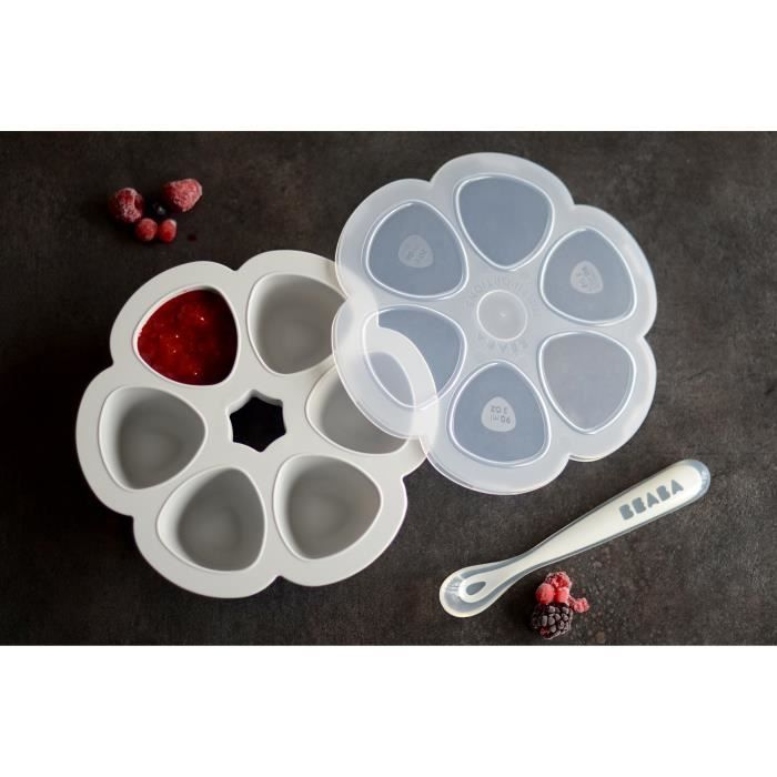 Multiportions en silicone de qualité premium - BEABA - 6x90 ml - gris