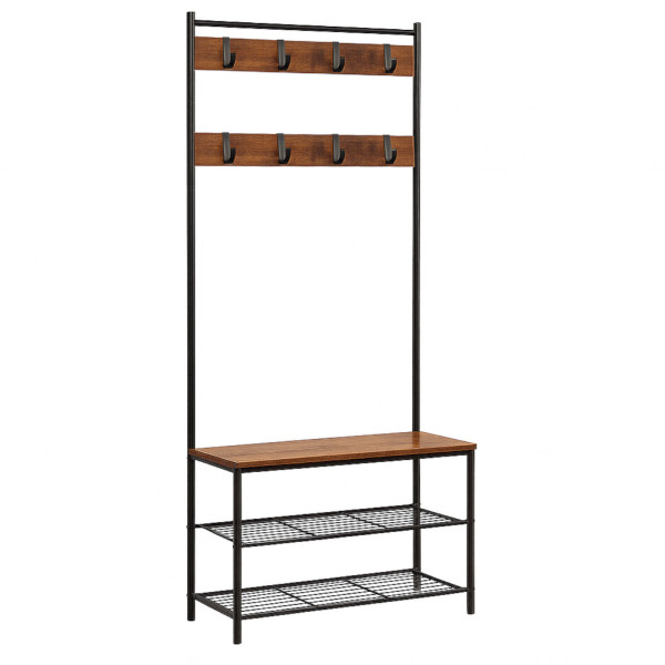 Wieszak stojący rustykalny brąz półka na buty BEGRYF 70x32x175