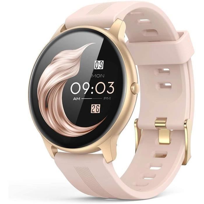 Smartwatch da donna color oro rosa con Bluetooth 5.0, impermeabile IP68, tracker di attività/frequenza cardiaca/contapassi, compatibile con Android/iOS