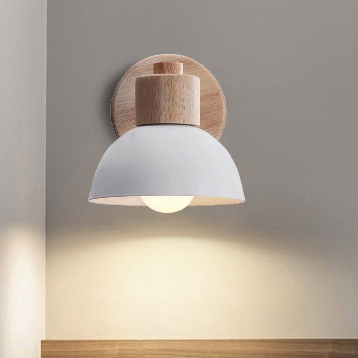 Applique murale - AXHUP - E27 Edison - Industriel Loft - Métal et bois - Blanc - Culot E27