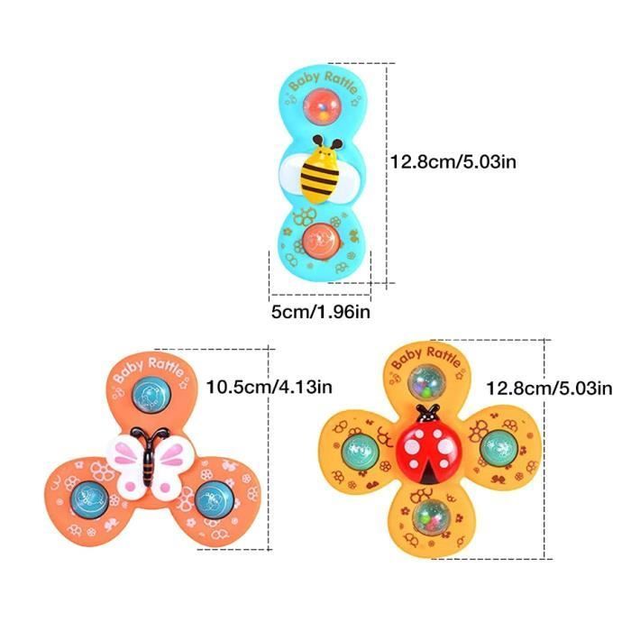 Juguetes con ventosa, juguetes para el baño del bebé, spinner para bebé, juego de 3 juguetes con ventosa para bebé, juguetes sensoriales para bebés
