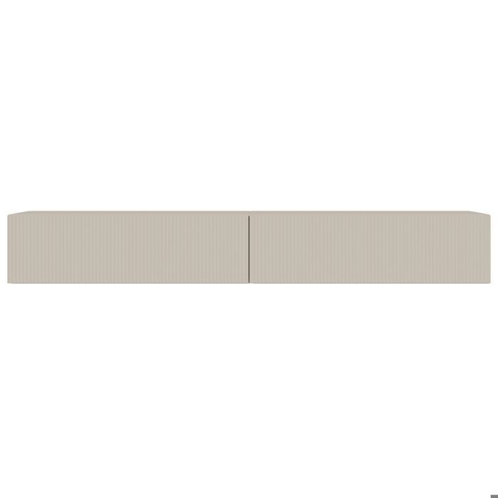 Mobile TV a parete con frontali a doghe scanalate – VELDIO – 200 cm – beige grigio