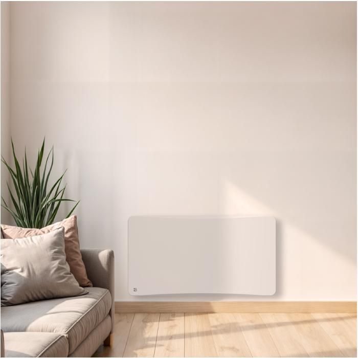 Fixed electric radiator with dry inertia - Dual heating core - BESTHERM - ALMEA 1500W - horizontal white