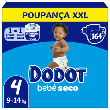 Dodot Baby Dry 9-14 kg Koko 4 Vuotamattomat vauvanvaipat 164 kpl 164 kpl