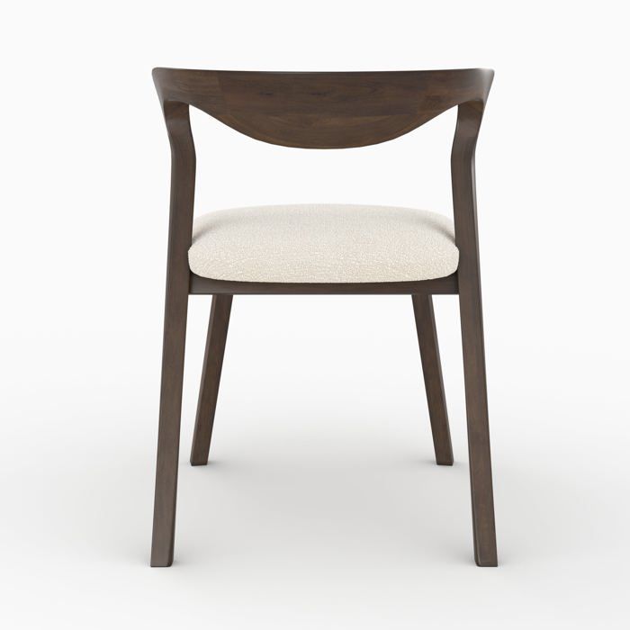 Chaise en bois d'hévéa foncé et tissu bouclé crème - Vega - Rendez-Vous Déco