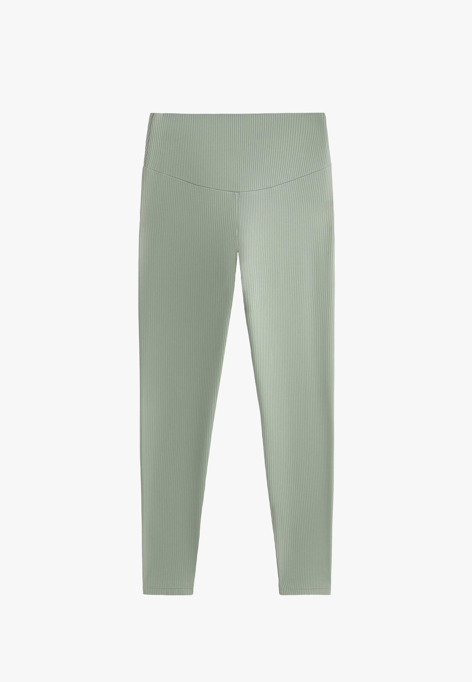 OYSHO COMFORTLUX HIGH RISE RIB 65cm ENKELLENGTE - Leggings - gemêleerd donkergroen