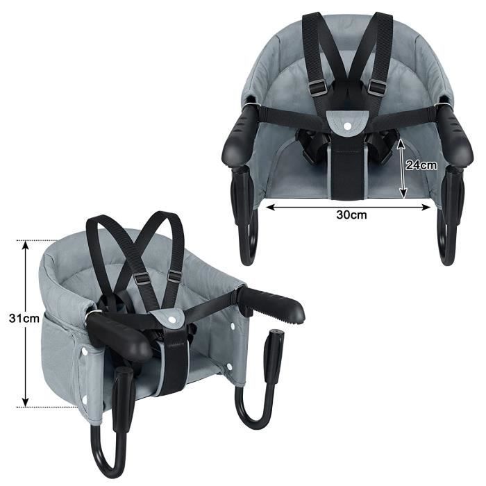 Aufun Siège de table siège bébé pliable, siège rehausseur avec pinces antidérapantes, dossier ergonomique, ceinture de sécurité