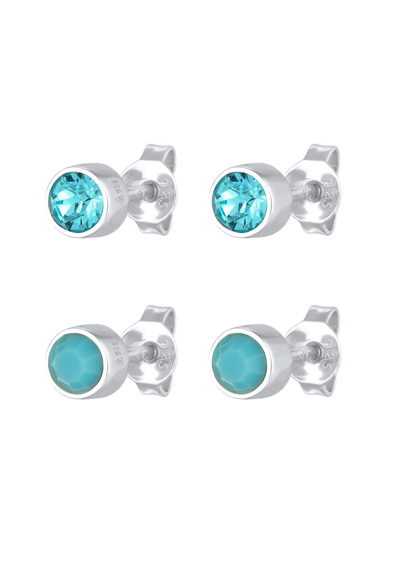 Elli Femmes Clous d'oreilles Set Basique avec Cristaux bleu en Argent Sterling 925