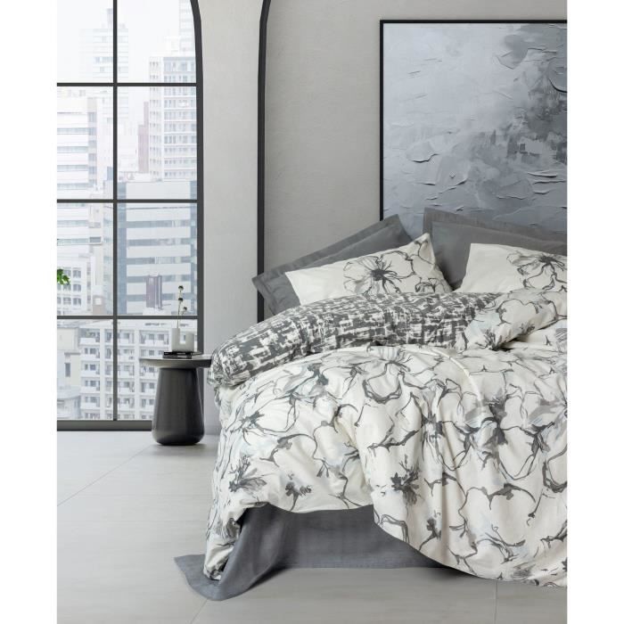 Juego de ropa de cama: 1 funda nórdica de 220 x 240 cm + 2 fundas de almohada de 60 x 60 cm - 100 % algodón reforzado - Antracita