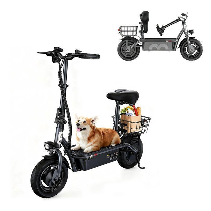 iScooter F3 Folding Electric Scooter with Seat for Adults, 1000W Motor, 60KM Range, 13Ah Battery, 10