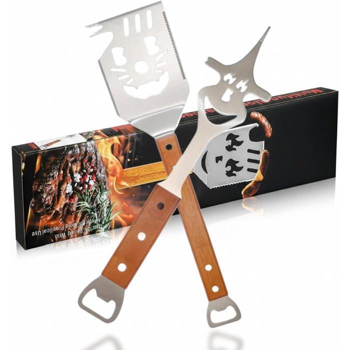 kit Barbecue ustensiles Multifonctions 2 pièces - spatule Barbecue et Barbecue fourchettes,Accessoires Barbecue créatifs,Cadeau