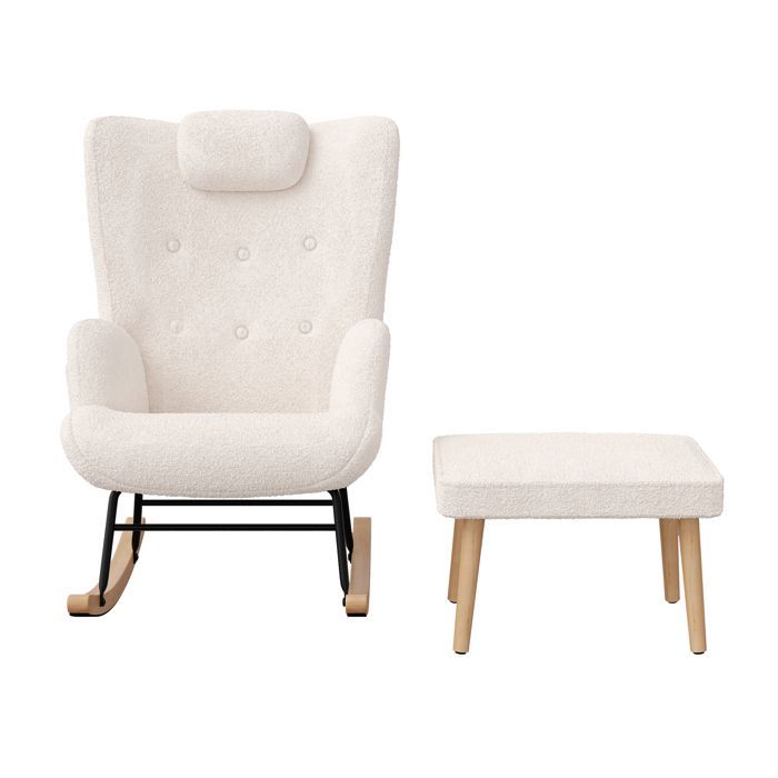 Fauteuil à Bascule,chaise a bascule avec Pieds en Bois Massif Repose Pieds épais,chaise a bascule allaitement pour Salon,Chambre