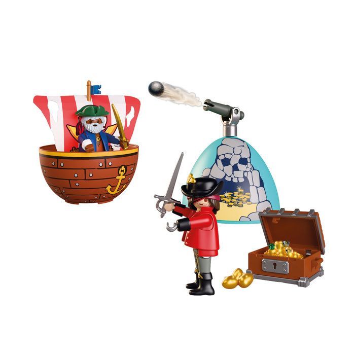 Playmobil 72100 2-in-1 ei: Pirateneiland, Piraten, 34 onderdelen, Paascadeau, Leeftijd 4+