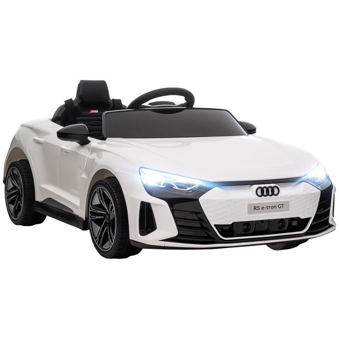 Coche eléctrico - HOMCOM - Audi RS E-tron GT de 12 V con licencia oficial para niños, mando a distancia con sonidos - PP - blanco