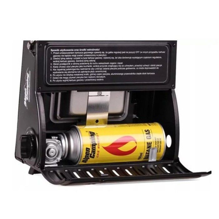 Chauffage à gaz portable 1700W Céramique + 8 Cartouches gaz Allumage Piezo Thermocouple ODS Camping Pêche INTEC