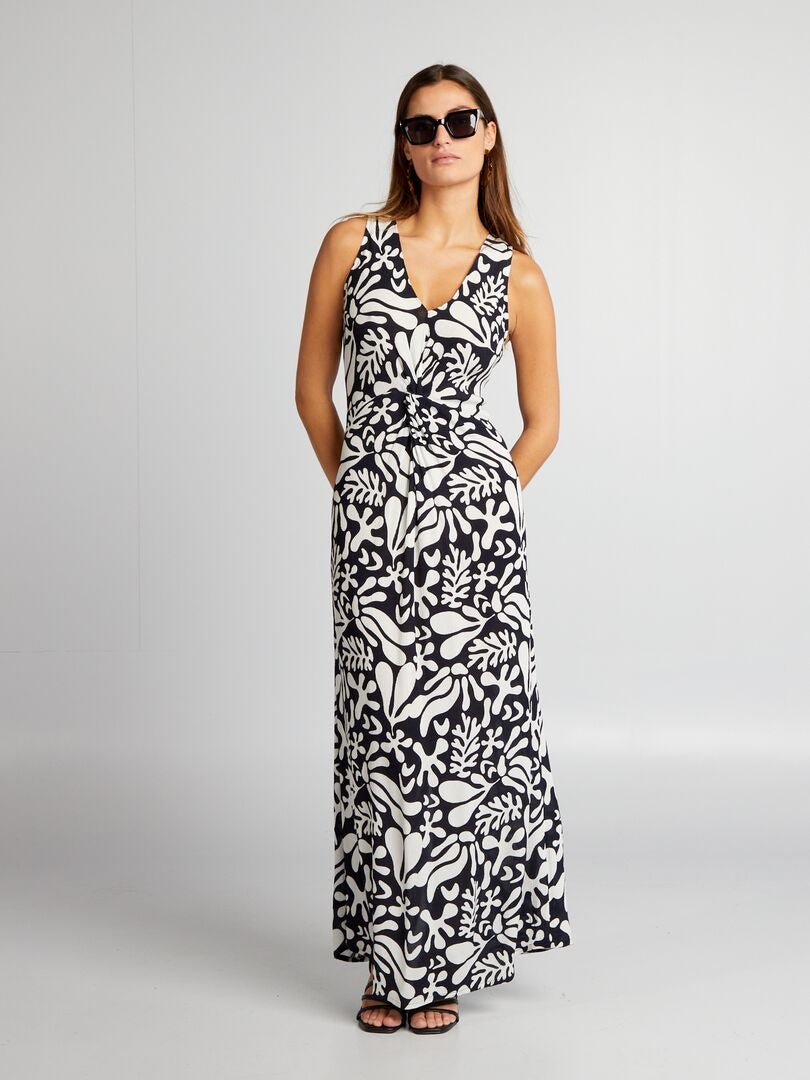 Vestido largo con detalles trenzados - AZUL