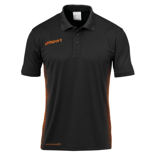  Camisa Polo Score Preta/Laranja Fluorescente Uhlsport