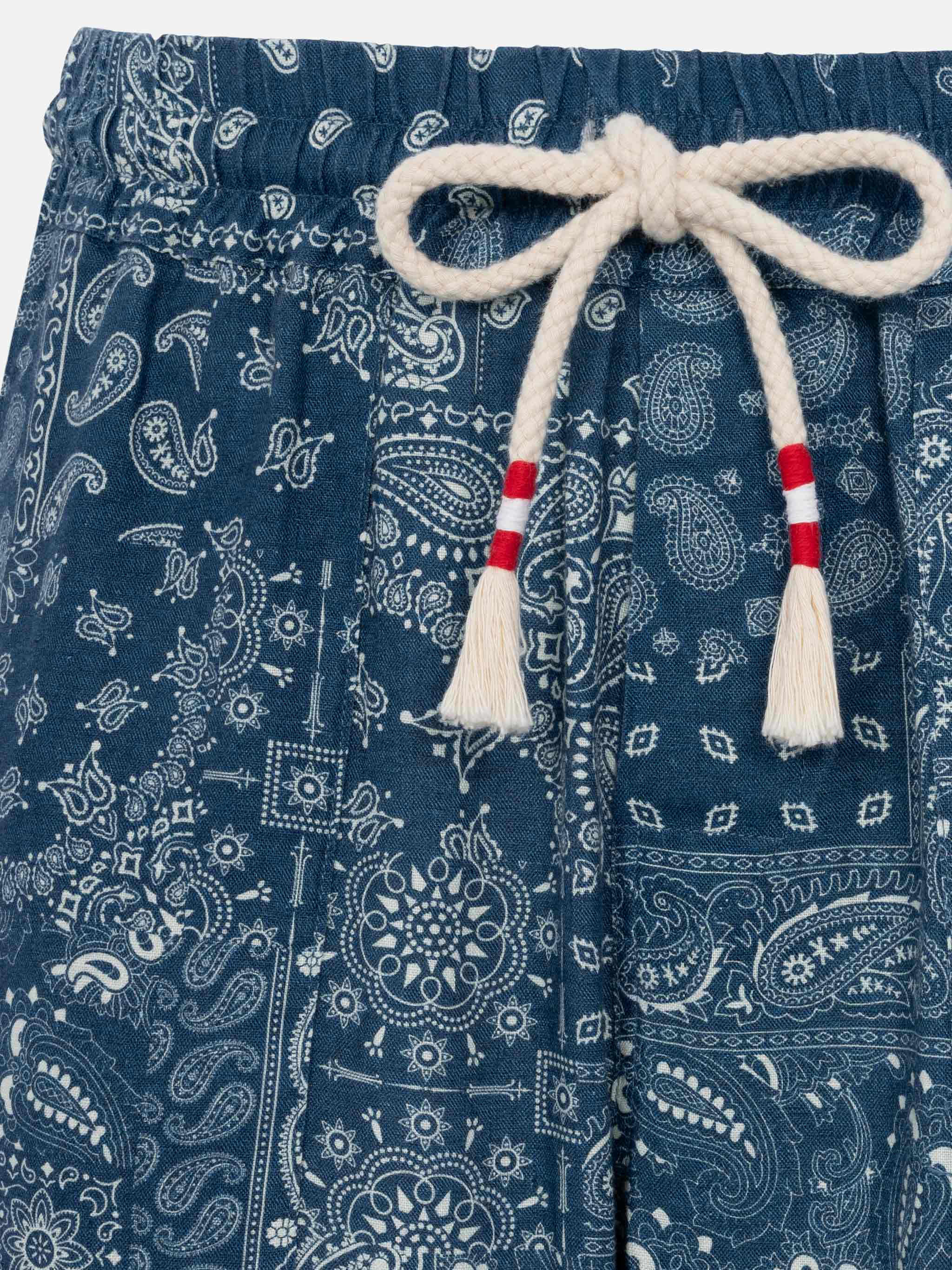 Calais linnen broek met bandana-print