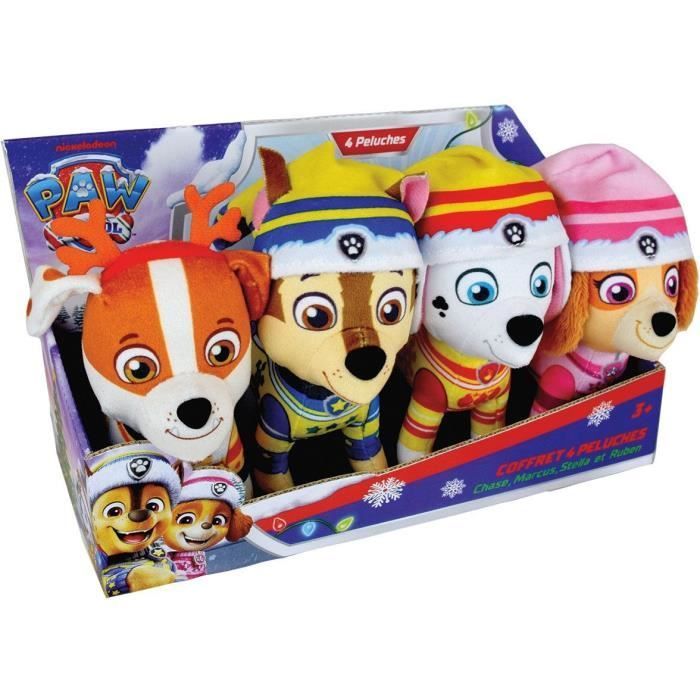 PAW Patrol 4-pack plush toys: Chase, Marshall, Rubble, and Skye, by Jemini, approximately 12 cm tall, suitable for ages 3 and up
