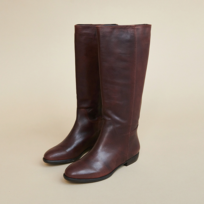 Bottes plates  en cuir marron