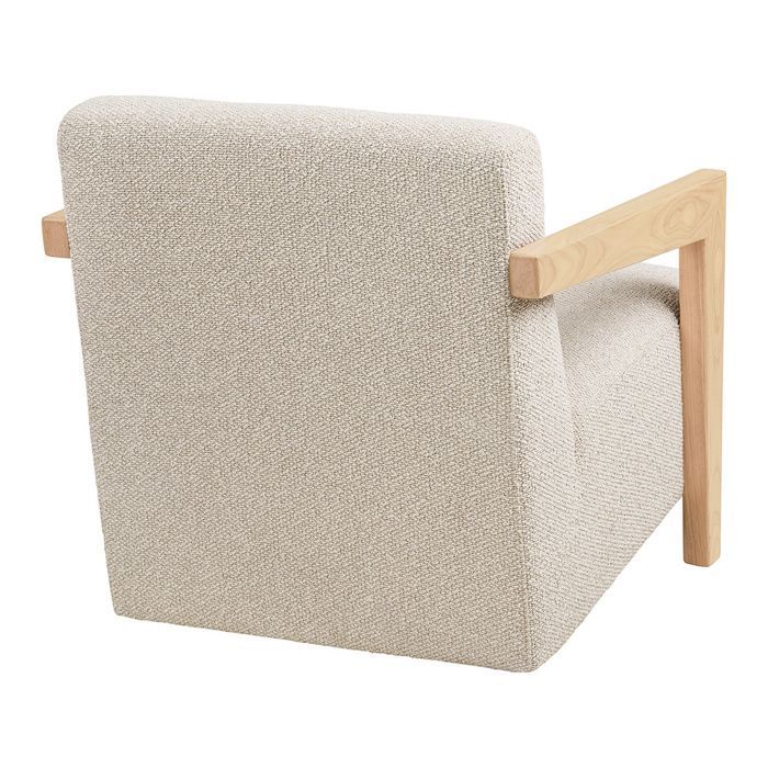 Lola - sillón de tela texturizada - reposabrazos de roble macizo 100% certificado FSC - Beige