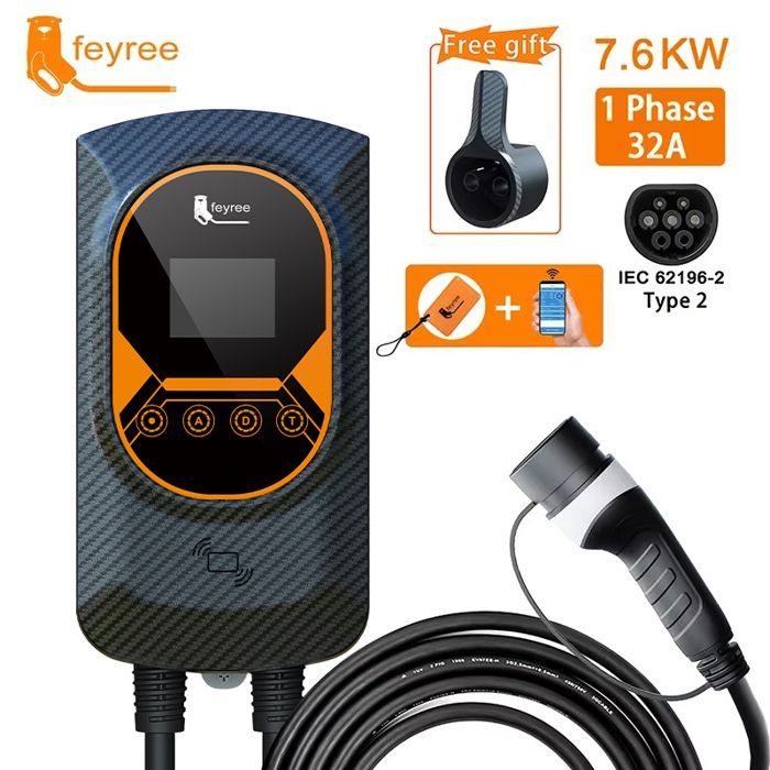 Wallbox EVSE da 32 A per auto elettriche, 7,6 kW, cavo tipo 2, IEC62196, controllo tramite app. bazarland30