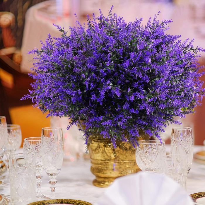KENLUMO 24 flores artificiales de lavanda, decoración para exteriores, plantas artificiales, hogar, jardín, oficina, balcón.