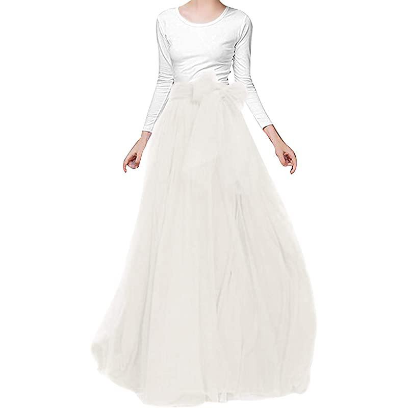 Gonna lunga in tulle da donna, ideale per matrimoni e damigelle, con cintura, perfetta per la sera del matrimonio.