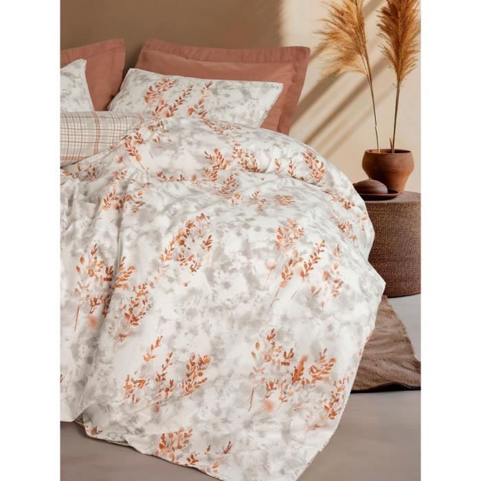 Set di biancheria da letto - 1 copripiumino 220 x 240 cm + 2 federe 60 x 60 cm - 100% cotone rinforzato - Cannella