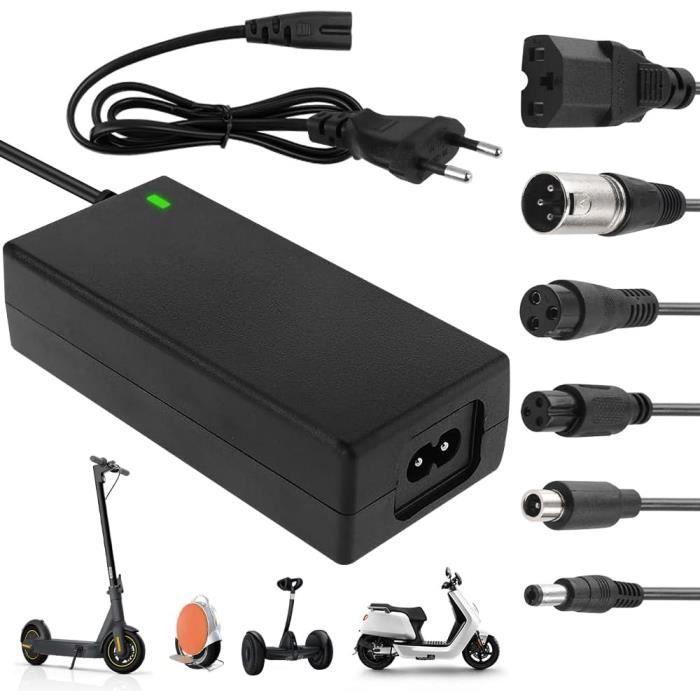 Cargador para patinete eléctrico, cargador para hoverboard de 42 V y 2 A, cargador de batería para patinete con 6 conectores, cargador