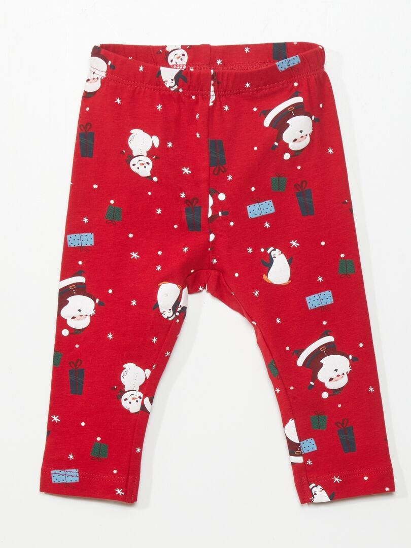 Jersey legging met patroondetails - ROOD