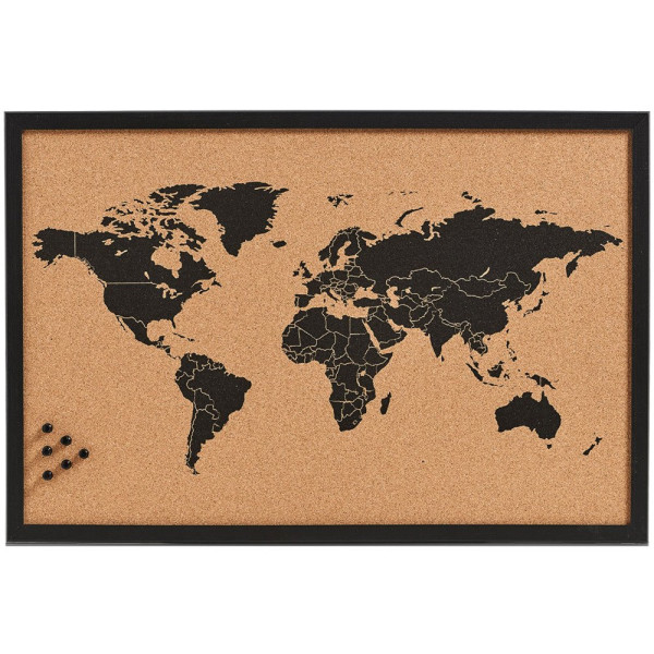Tablica korkowa na notatki World, 60x40 cm, ZELLER