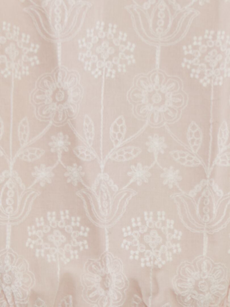 Ensemble bonnet bob + barboteuse brodée - ROSE