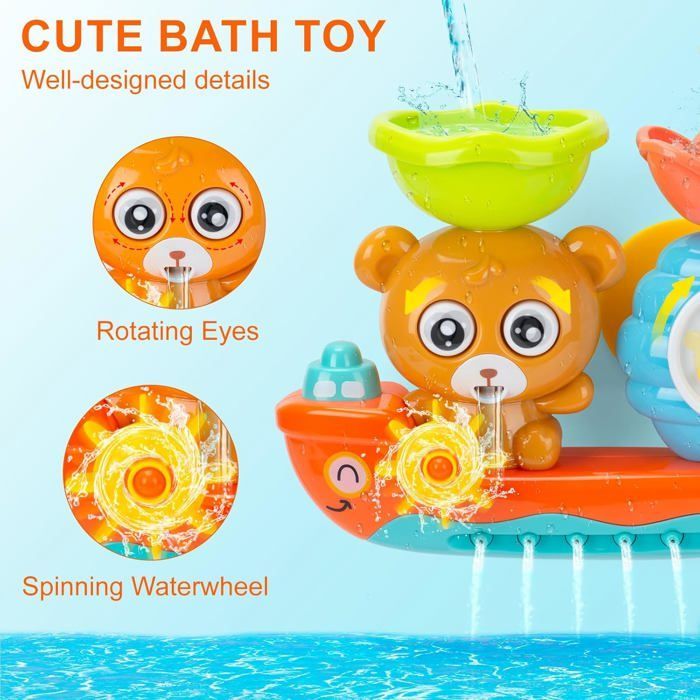 Juguete de baño - Oso y abeja - Plástico no tóxico - Potentes ventosas - Regalo ideal