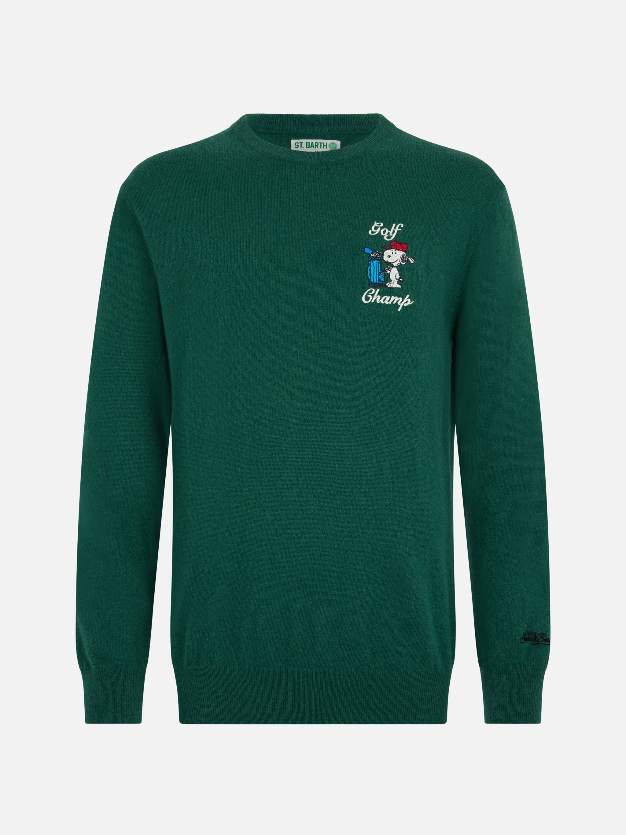 Heron herentrui in groen met Snoopy Golf Champ-borduurwerk | S EDITIE