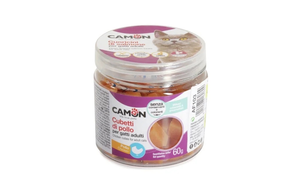 CAMON Cubos de frango em frasco, 60 g, 6 unidades