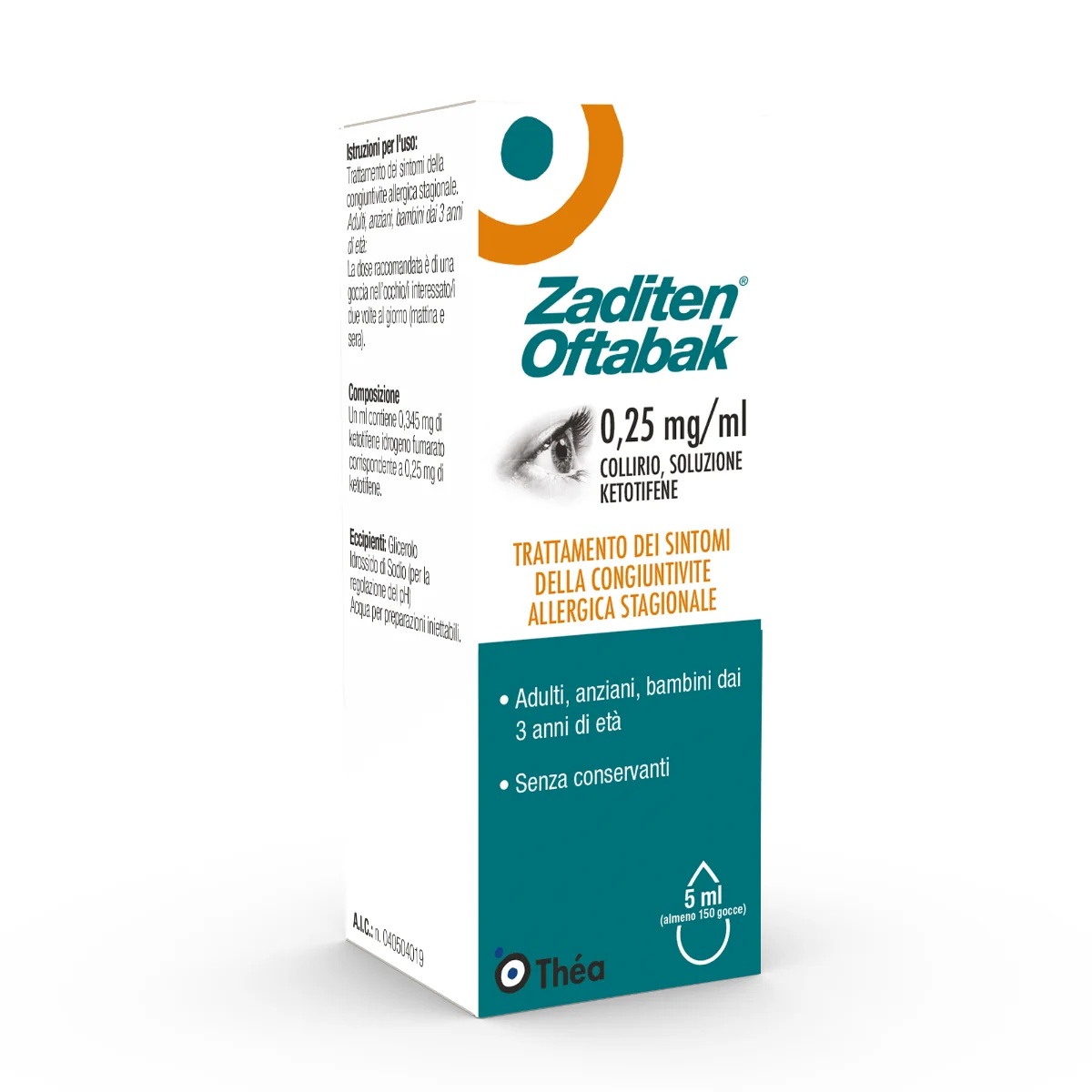 THEALOZ Zaditen Oftabak 0,25 mg/ml Augentropfen 5 ml Ketotifen